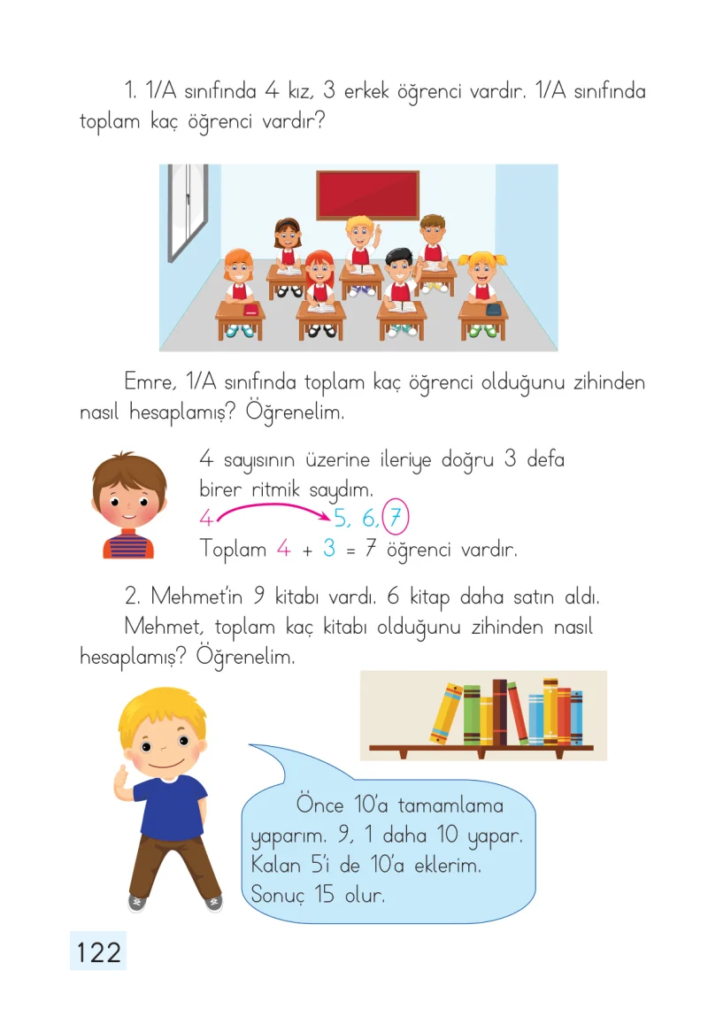 1. Sınıf Matematik Ders Kitabı Cevapları Dizin Yayıncılık Sayfa 122