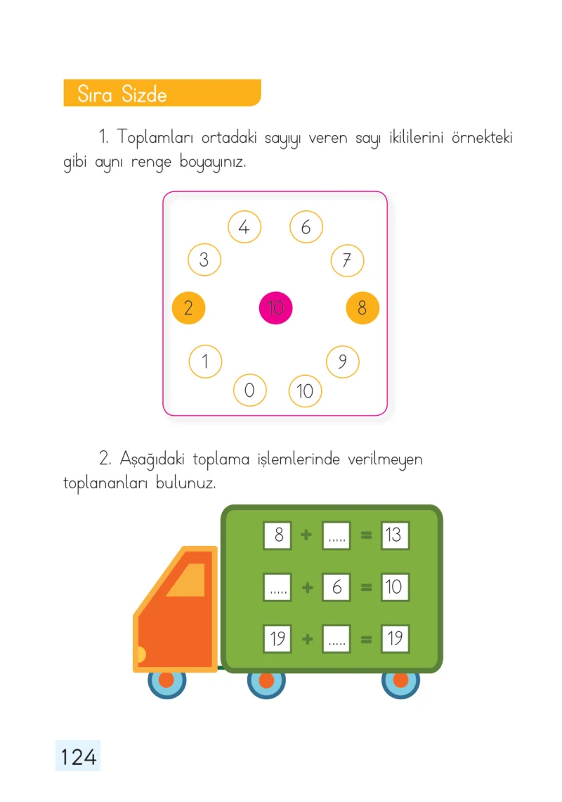 1. Sınıf Matematik Ders Kitabı Cevapları Dizin Yayıncılık Sayfa 124