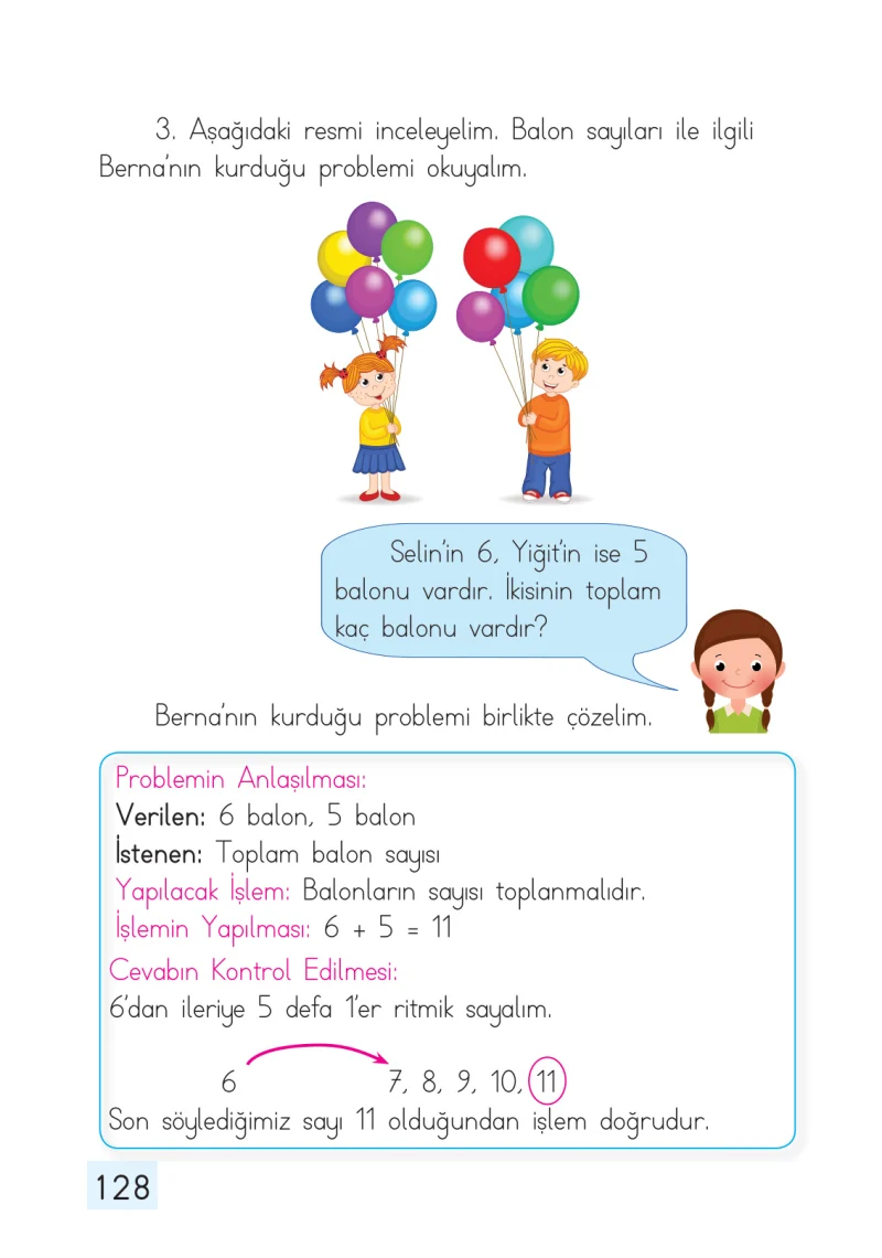 1. Sınıf Matematik Ders Kitabı Cevapları Dizin Yayıncılık Sayfa 128