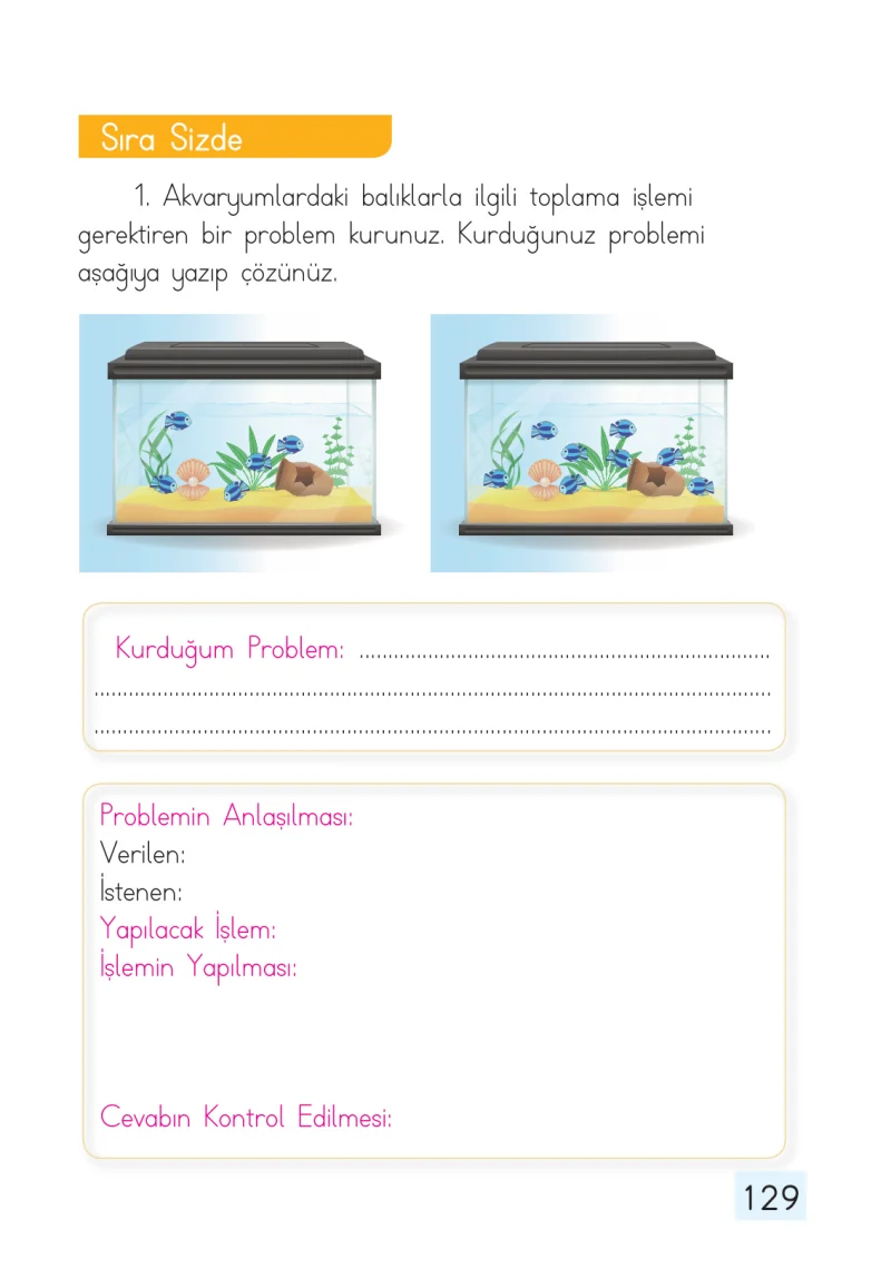1. Sınıf Matematik Ders Kitabı Cevapları Dizin Yayıncılık Sayfa 129