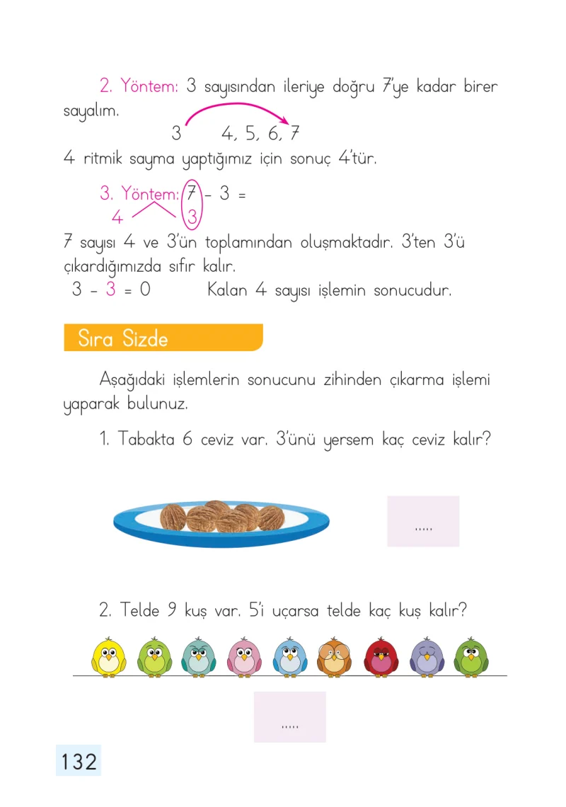 1. Sınıf Matematik Ders Kitabı Cevapları Dizin Yayıncılık Sayfa 132