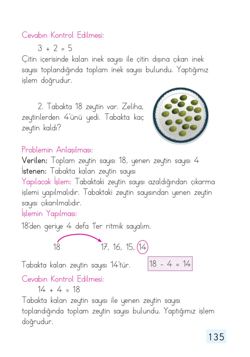 1. Sınıf Matematik Ders Kitabı Cevapları Dizin Yayıncılık Sayfa 135
