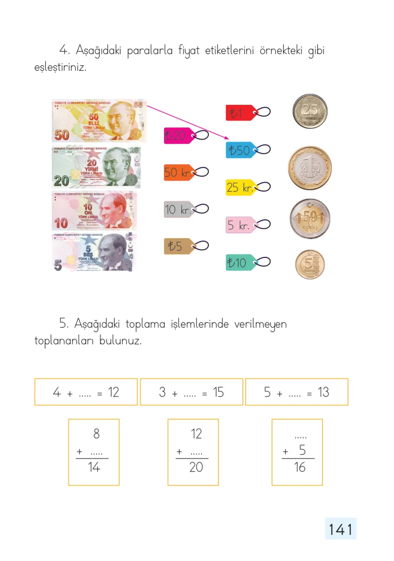 1. Sınıf Matematik Ders Kitabı Cevapları Dizin Yayıncılık Sayfa 141