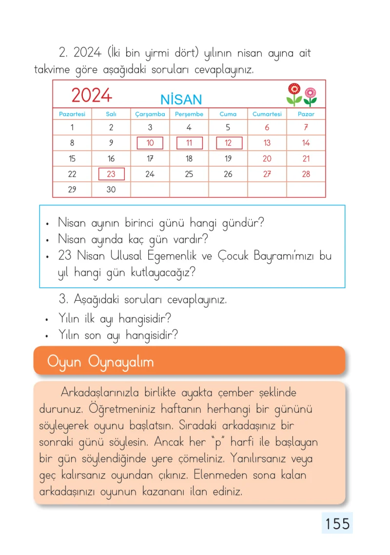 1. Sınıf Matematik Ders Kitabı Cevapları Dizin Yayıncılık Sayfa 155