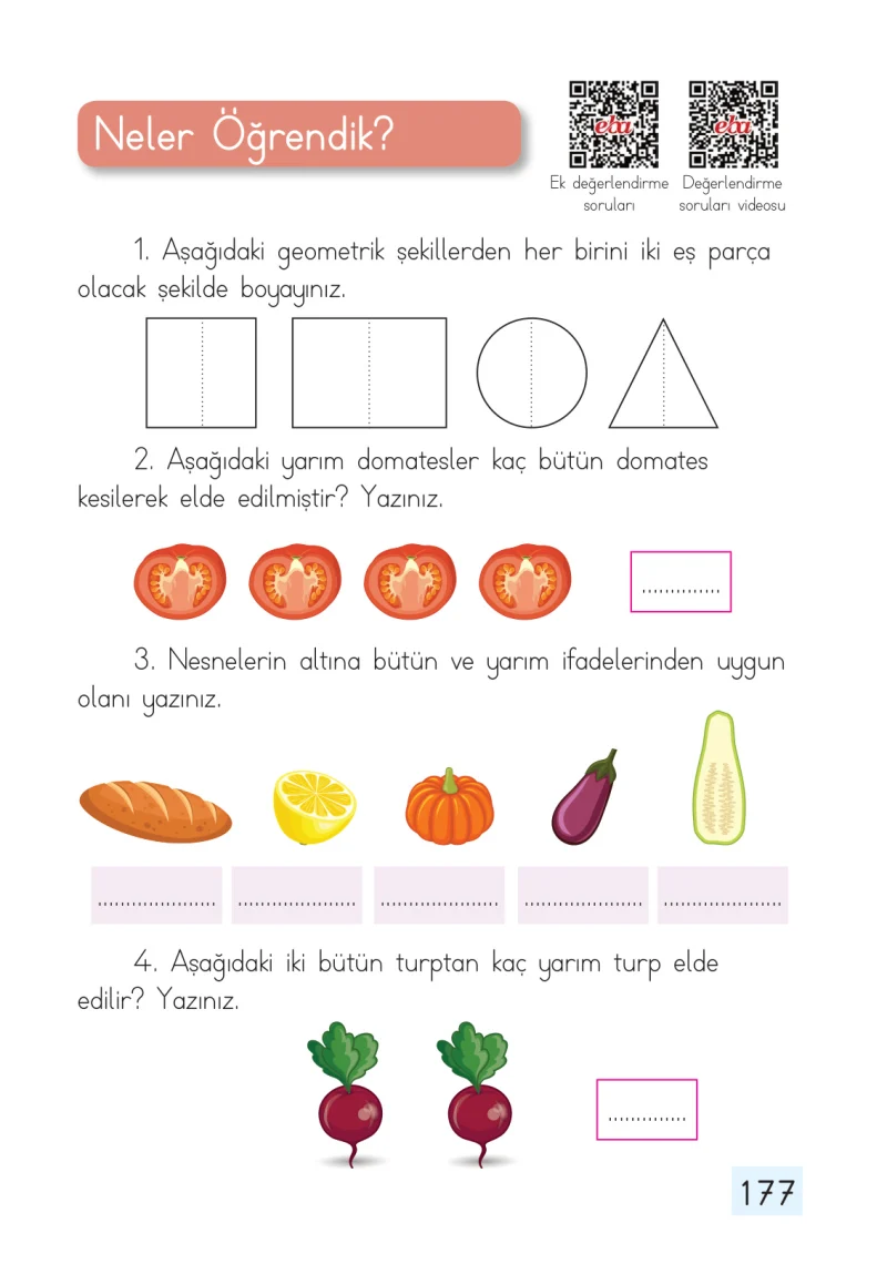 1. Sınıf Matematik Ders Kitabı Cevapları Dizin Yayıncılık Sayfa 177