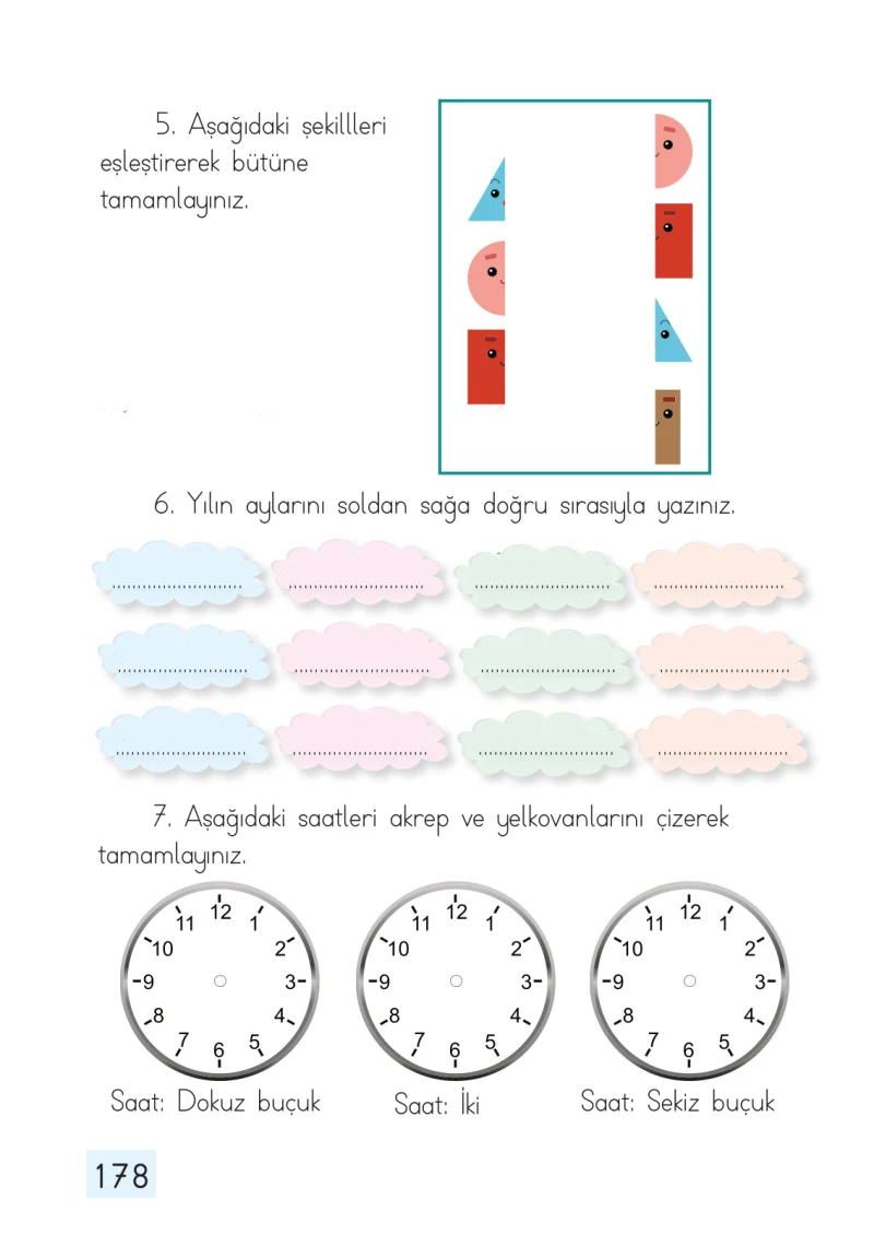 1. Sınıf Matematik Ders Kitabı Cevapları Dizin Yayıncılık Sayfa 178