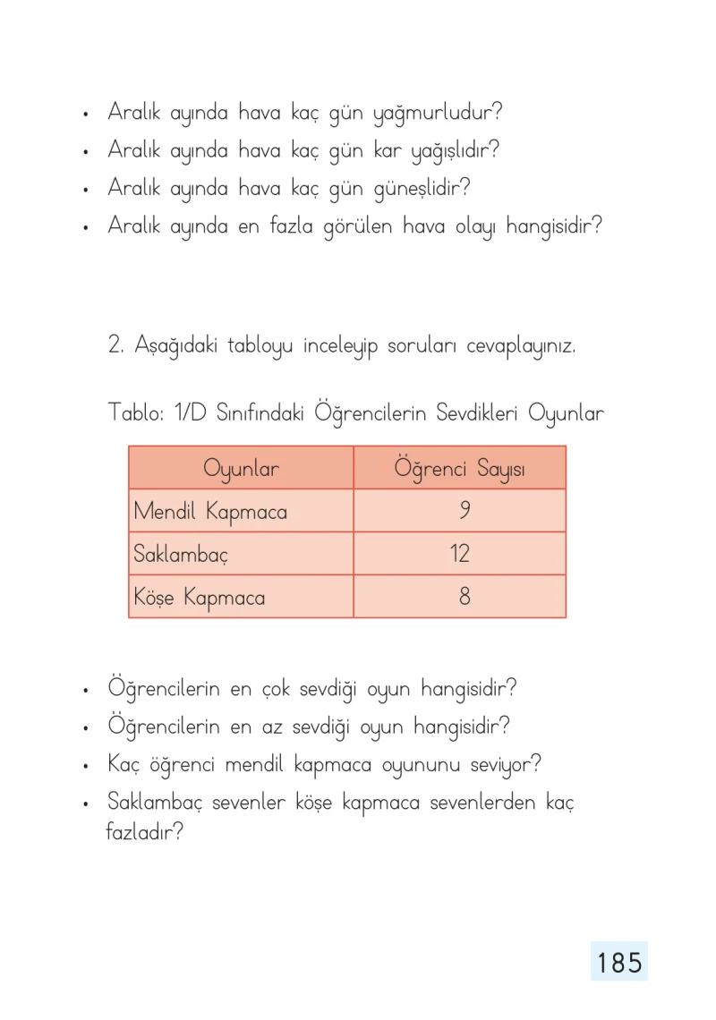 1. Sınıf Matematik Ders Kitabı Cevapları Dizin Yayıncılık Sayfa 185