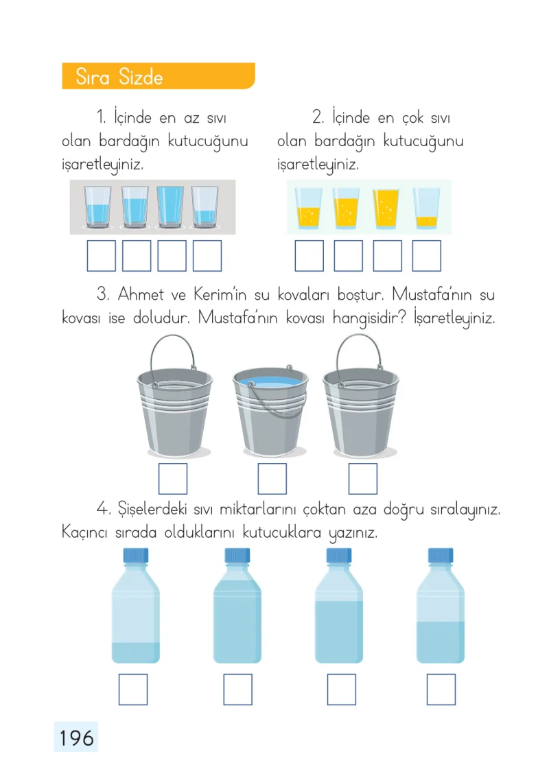 1. Sınıf Matematik Ders Kitabı Cevapları Dizin Yayıncılık Sayfa 196