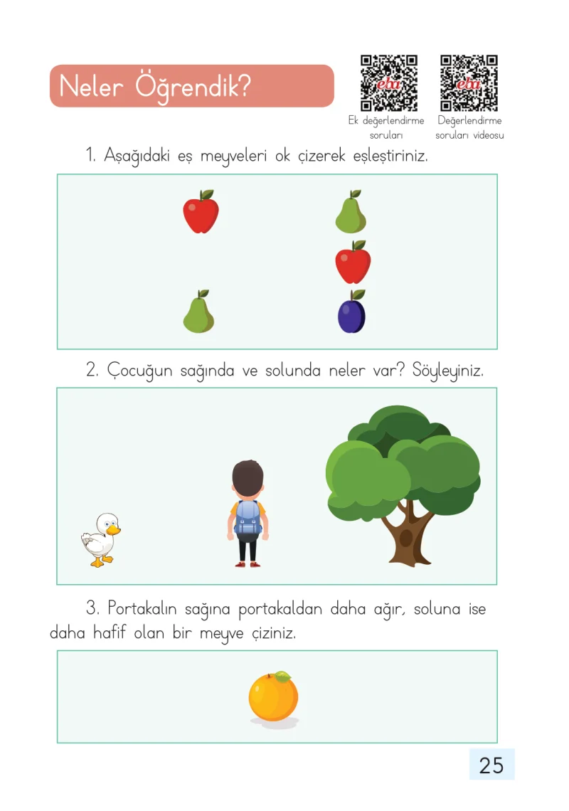 1. Sınıf Matematik Ders Kitabı Cevapları Dizin Yayıncılık Sayfa 25