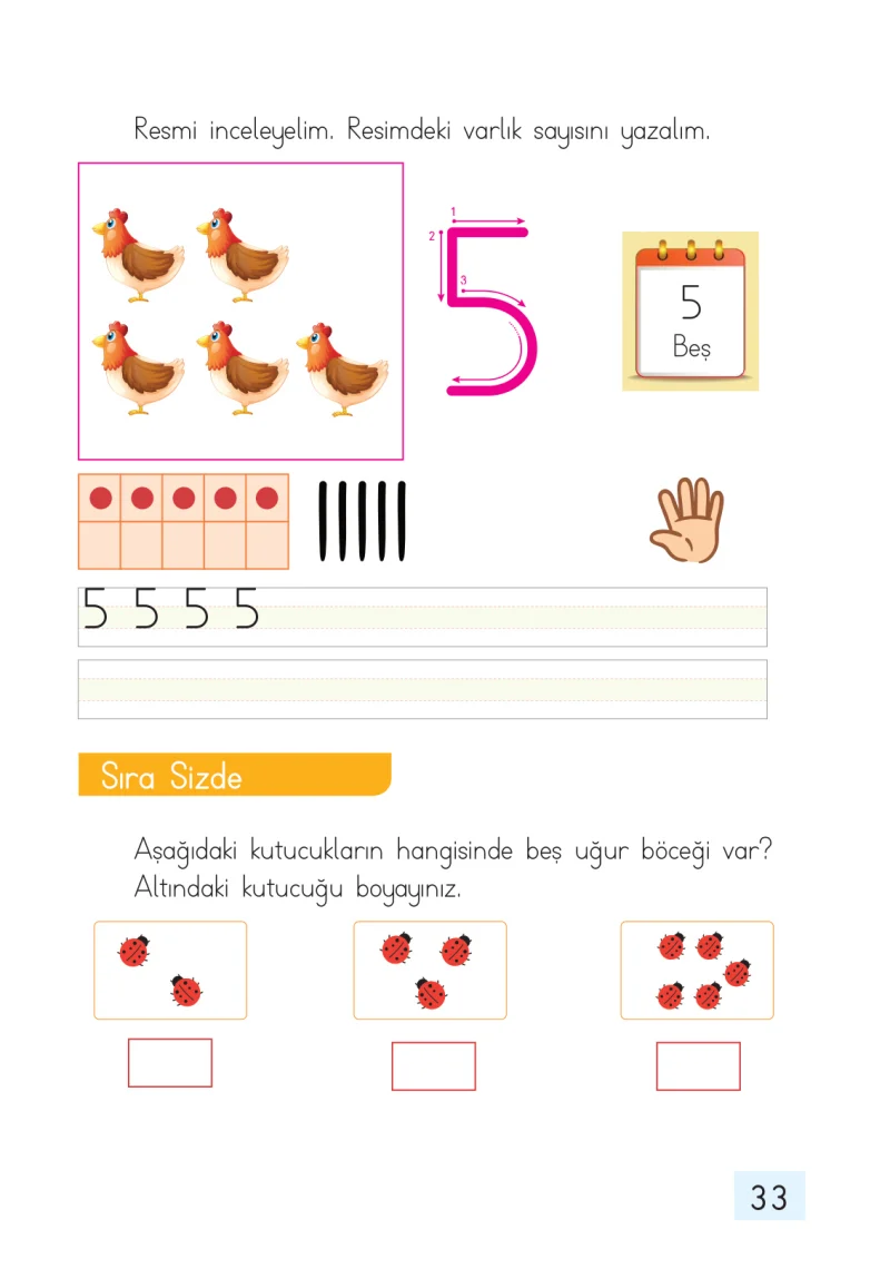 1. Sınıf Matematik Ders Kitabı Cevapları Dizin Yayıncılık Sayfa 33