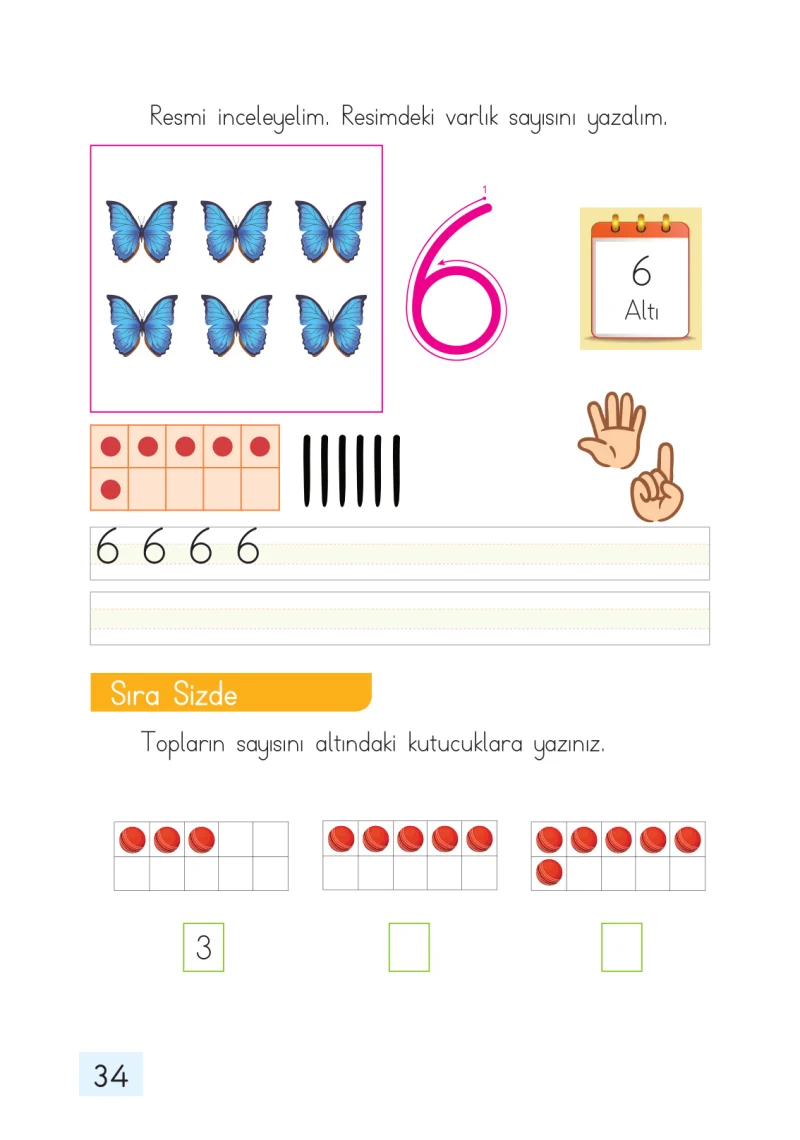 1. Sınıf Matematik Ders Kitabı Cevapları Dizin Yayıncılık Sayfa 34