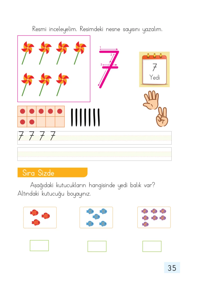 1. Sınıf Matematik Ders Kitabı Cevapları Dizin Yayıncılık Sayfa 35