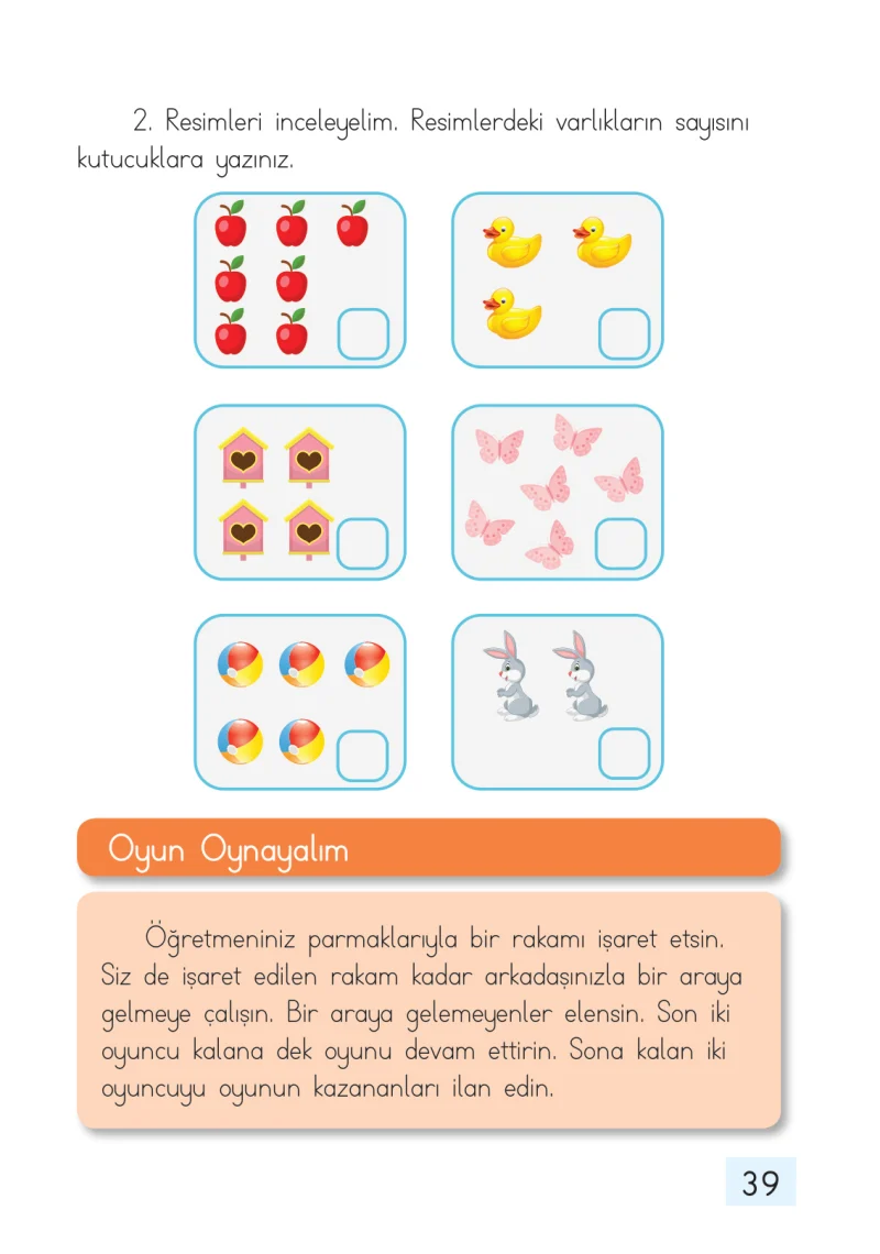 1. Sınıf Matematik Ders Kitabı Cevapları Dizin Yayıncılık Sayfa 39