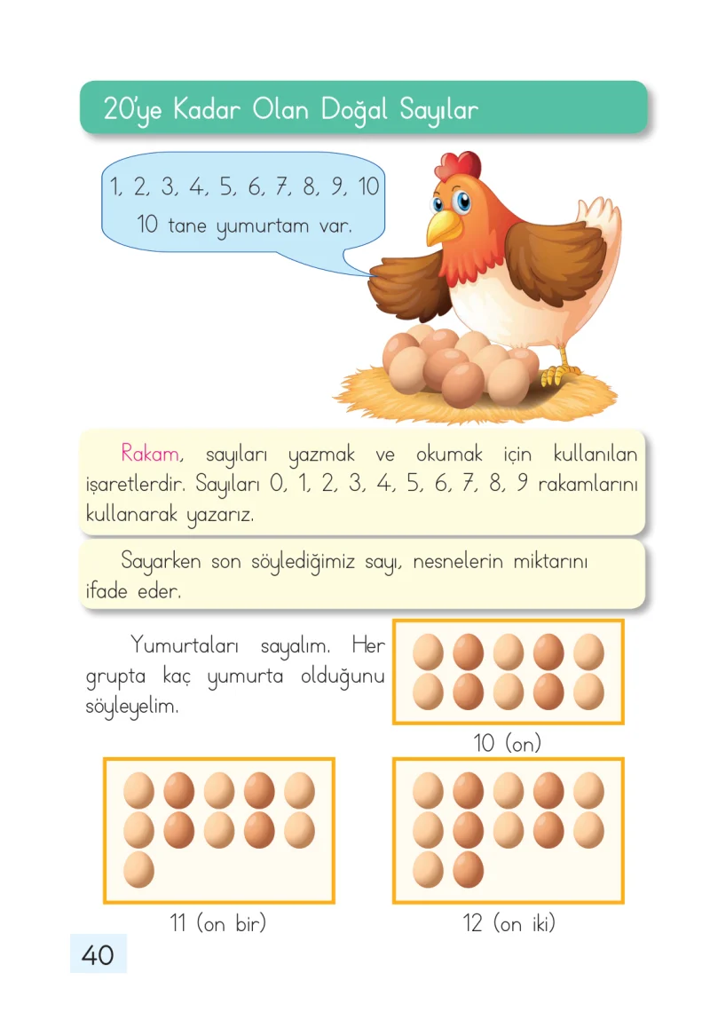 1. Sınıf Matematik Ders Kitabı Cevapları Dizin Yayıncılık Sayfa 40