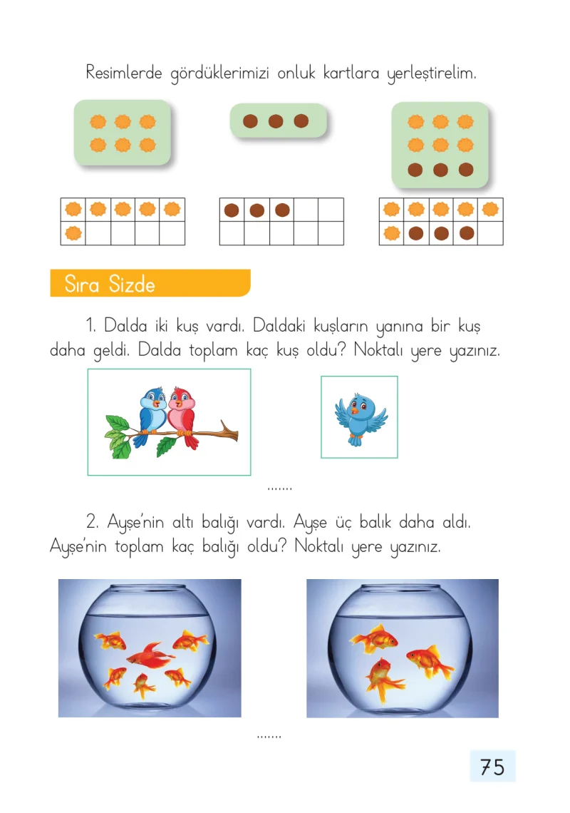1. Sınıf Matematik Ders Kitabı Cevapları Dizin Yayıncılık Sayfa 75