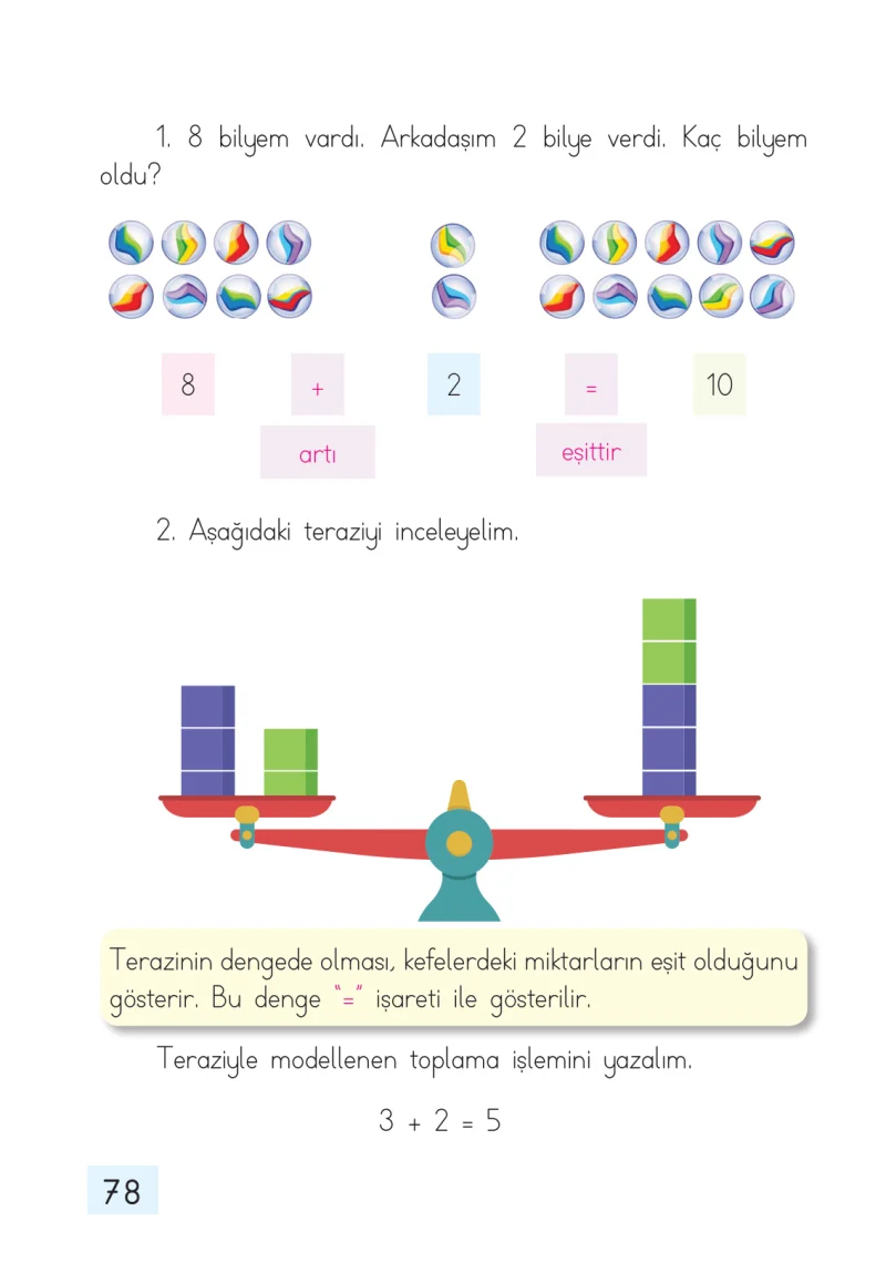 1. Sınıf Matematik Ders Kitabı Cevapları Dizin Yayıncılık Sayfa 78