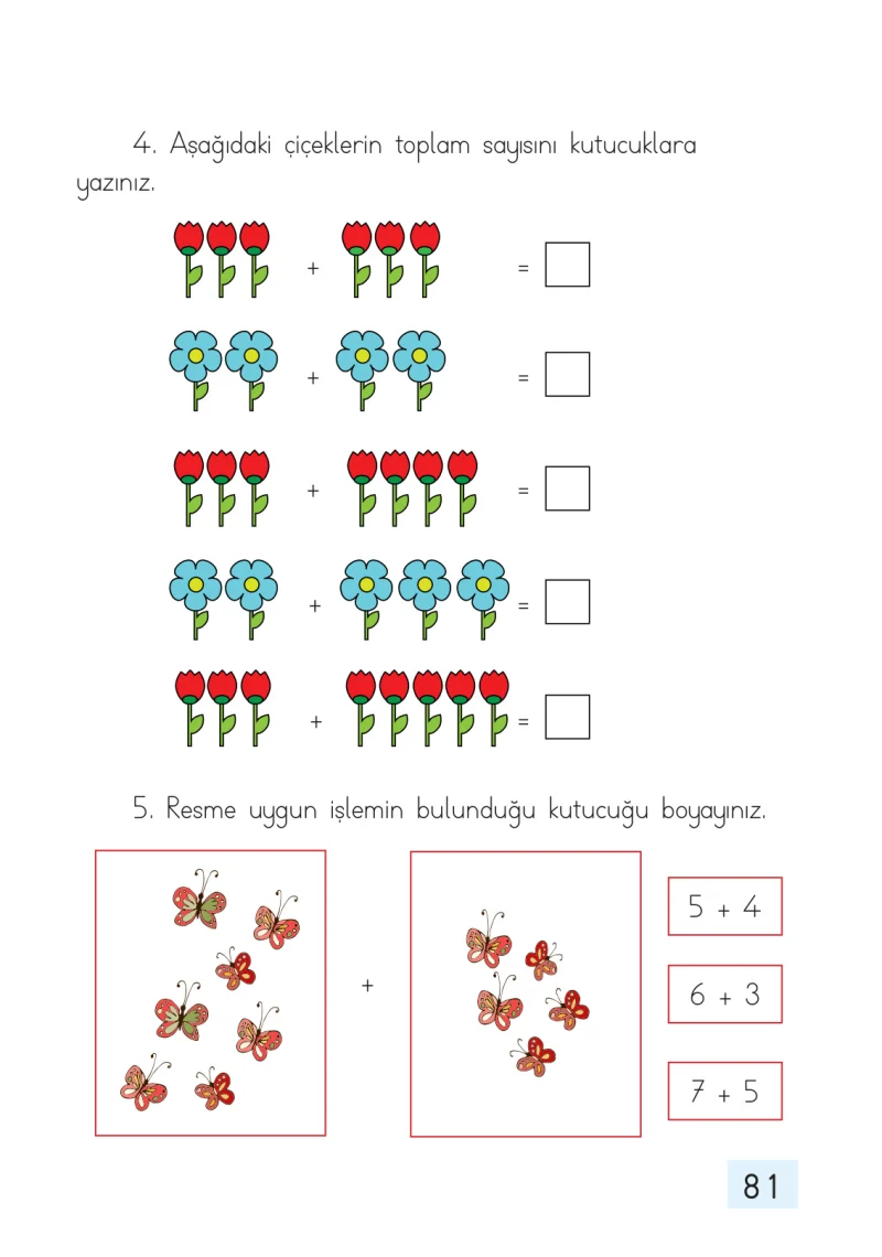 1. Sınıf Matematik Ders Kitabı Cevapları Dizin Yayıncılık Sayfa 81