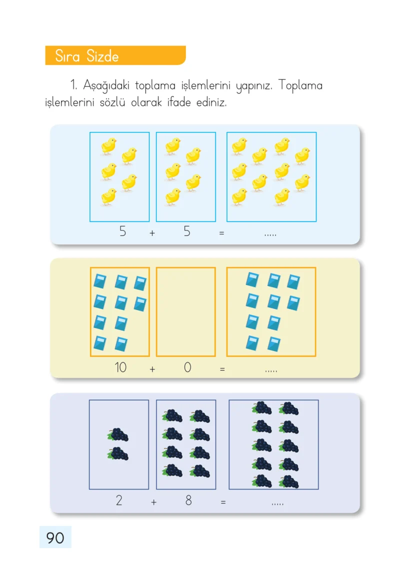 1. Sınıf Matematik Ders Kitabı Cevapları Dizin Yayıncılık Sayfa 90