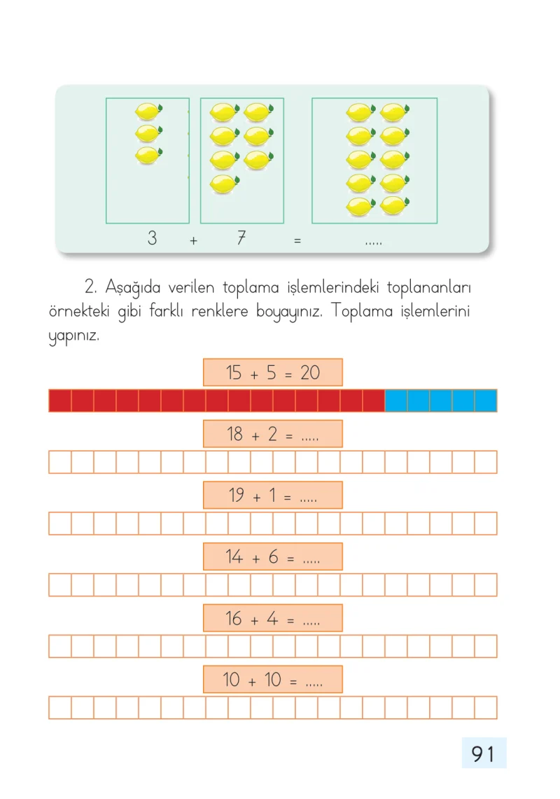 1. Sınıf Matematik Ders Kitabı Cevapları Dizin Yayıncılık Sayfa 91