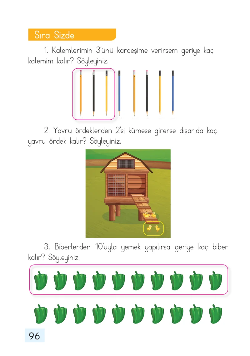 1. Sınıf Matematik Ders Kitabı Cevapları Dizin Yayıncılık Sayfa 96