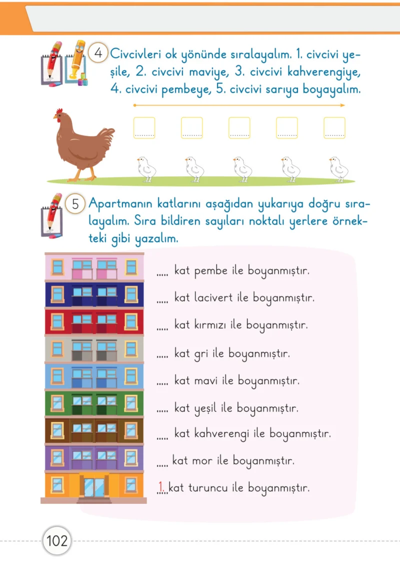 1. Sınıf Matematik Ders Kitabı Cevapları Meb Yayınları 1. Kitap Sayfa 102