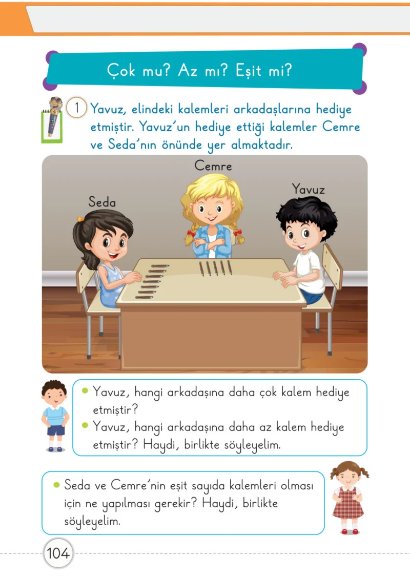 1. Sınıf Matematik Ders Kitabı Cevapları Meb Yayınları 1. Kitap Sayfa 104