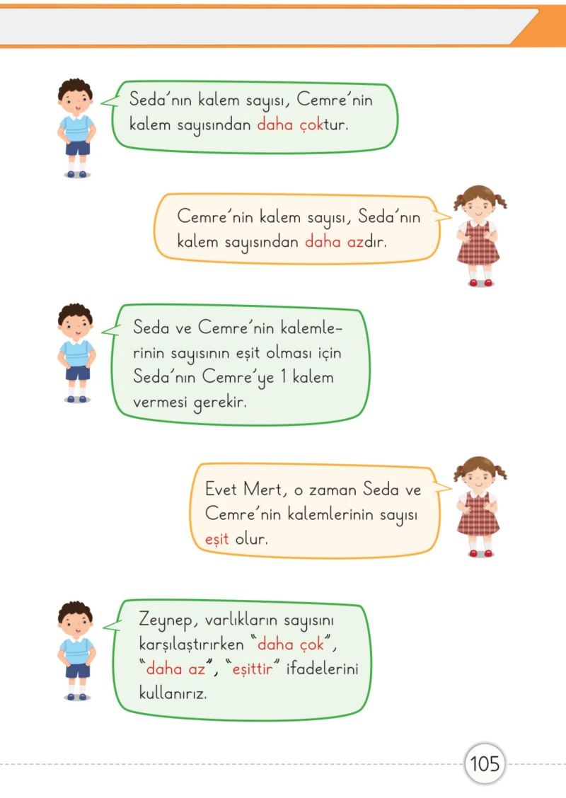 1. Sınıf Matematik Ders Kitabı Cevapları Meb Yayınları 1. Kitap Sayfa 105