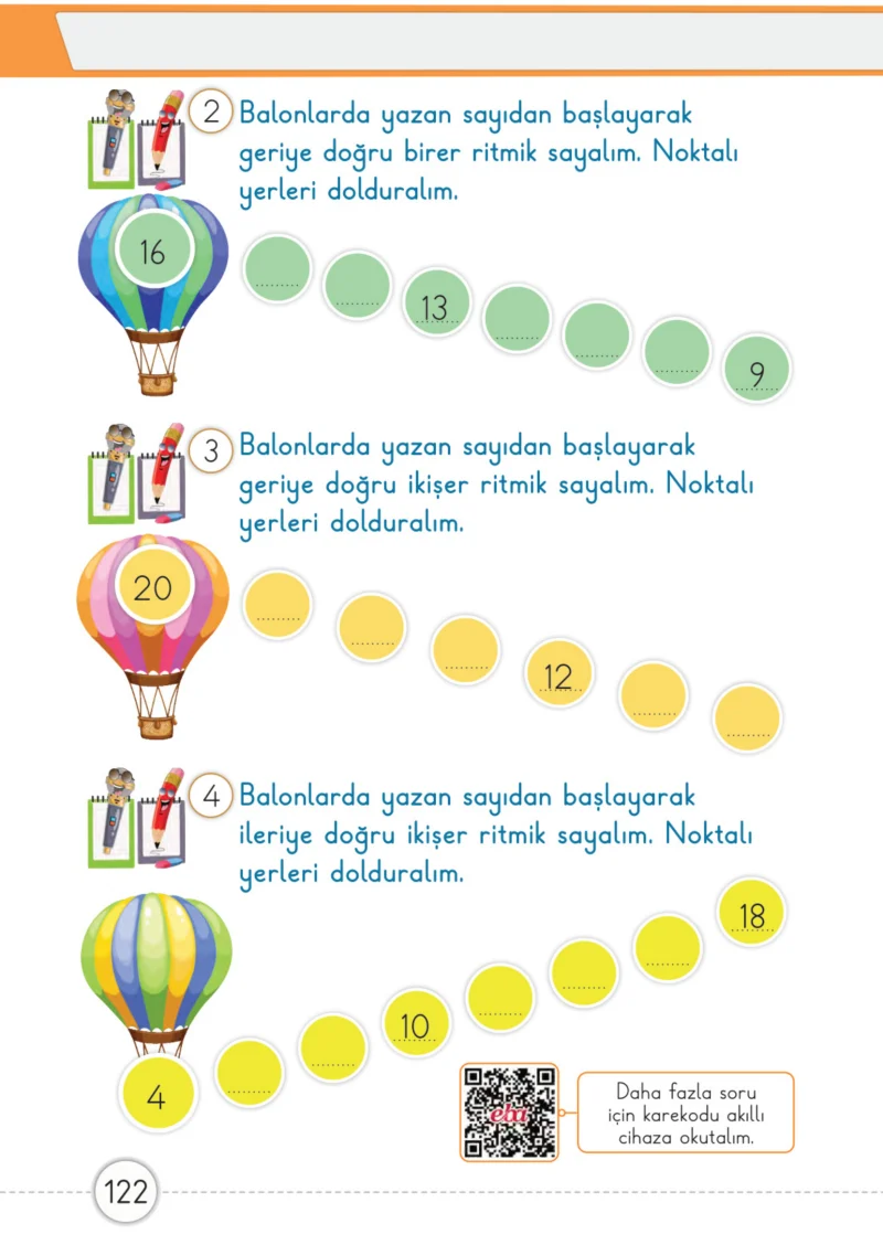 1. Sınıf Matematik Ders Kitabı Cevapları Meb Yayınları 1. Kitap Sayfa 122