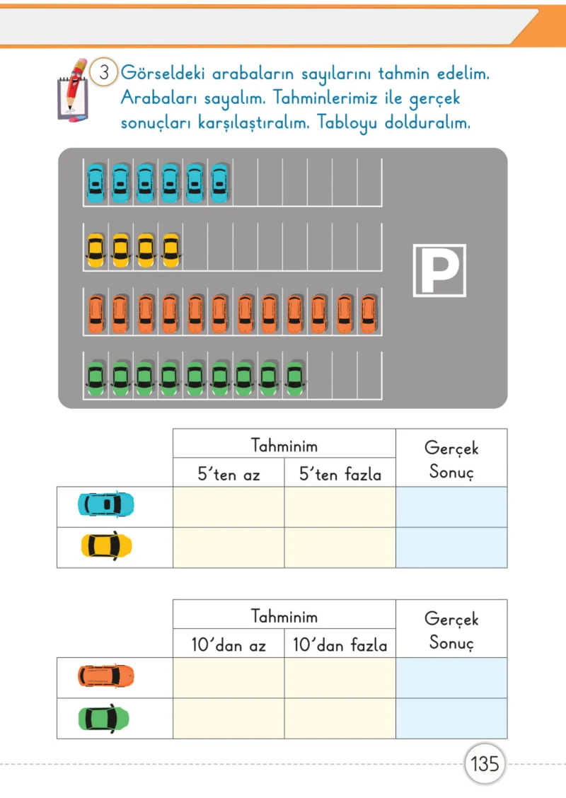 1. Sınıf Matematik Ders Kitabı Cevapları Meb Yayınları 1. Kitap Sayfa 135