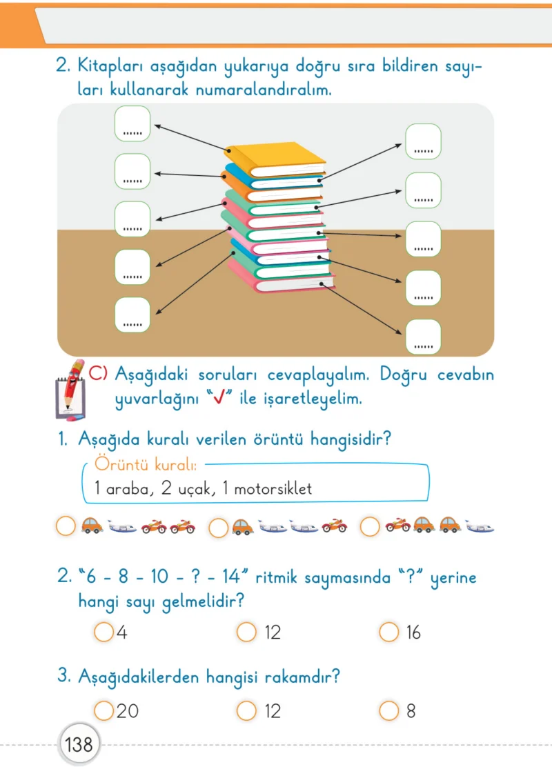 1. Sınıf Matematik Ders Kitabı Cevapları Meb Yayınları 1. Kitap Sayfa 138