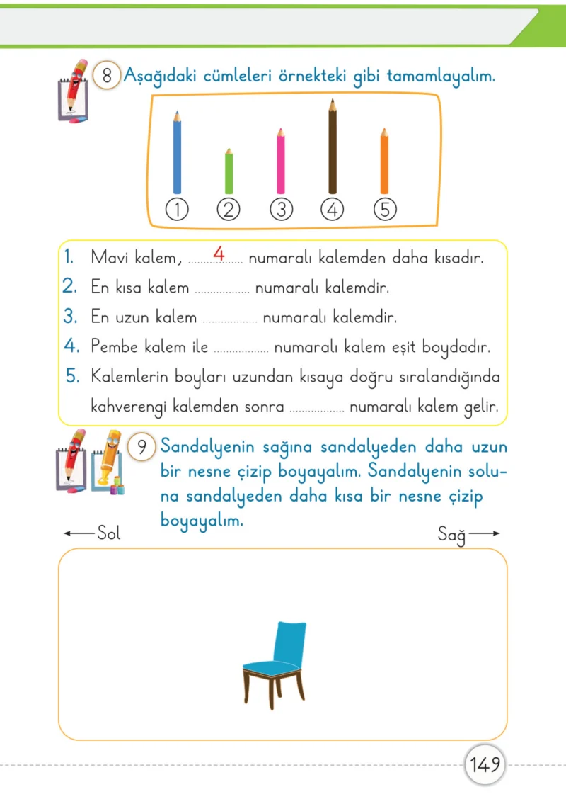 1. Sınıf Matematik Ders Kitabı Cevapları Meb Yayınları 1. Kitap Sayfa 149