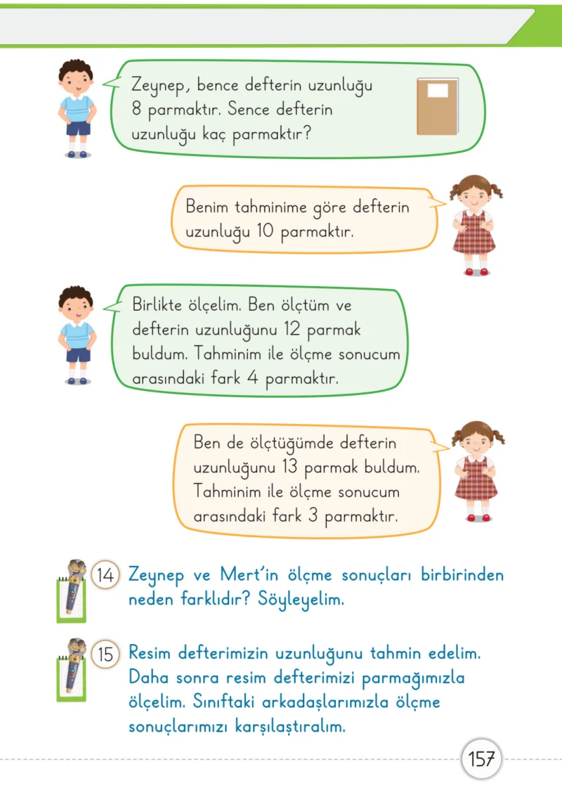 1. Sınıf Matematik Ders Kitabı Cevapları Meb Yayınları 1. Kitap Sayfa 157