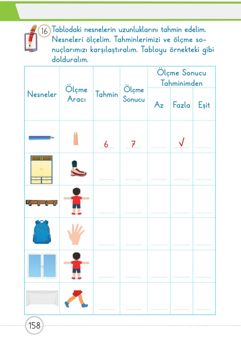 1. Sınıf Matematik Ders Kitabı Cevapları Meb Yayınları 1. Kitap Sayfa 158
