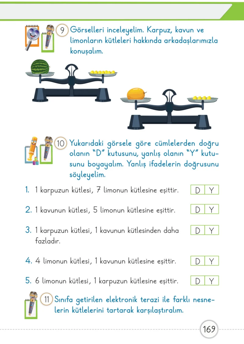 1. Sınıf Matematik Ders Kitabı Cevapları Meb Yayınları 1. Kitap Sayfa 169