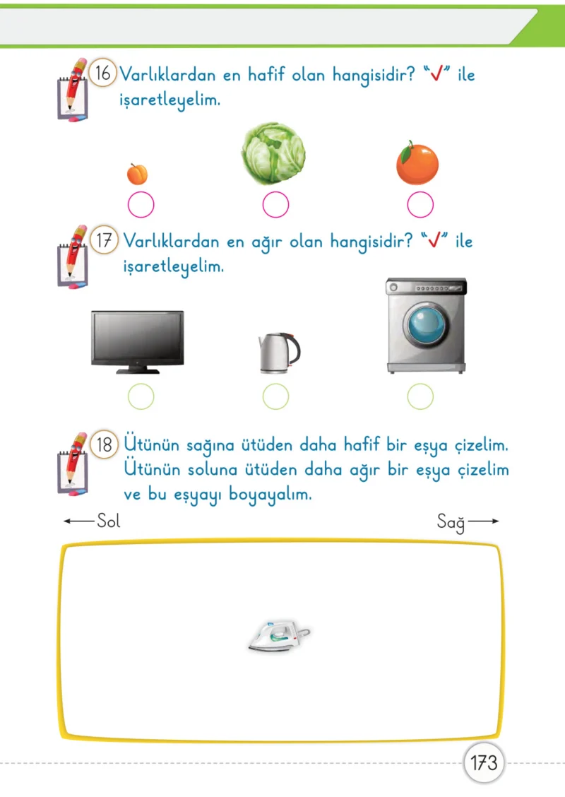 1. Sınıf Matematik Ders Kitabı Cevapları Meb Yayınları 1. Kitap Sayfa 173