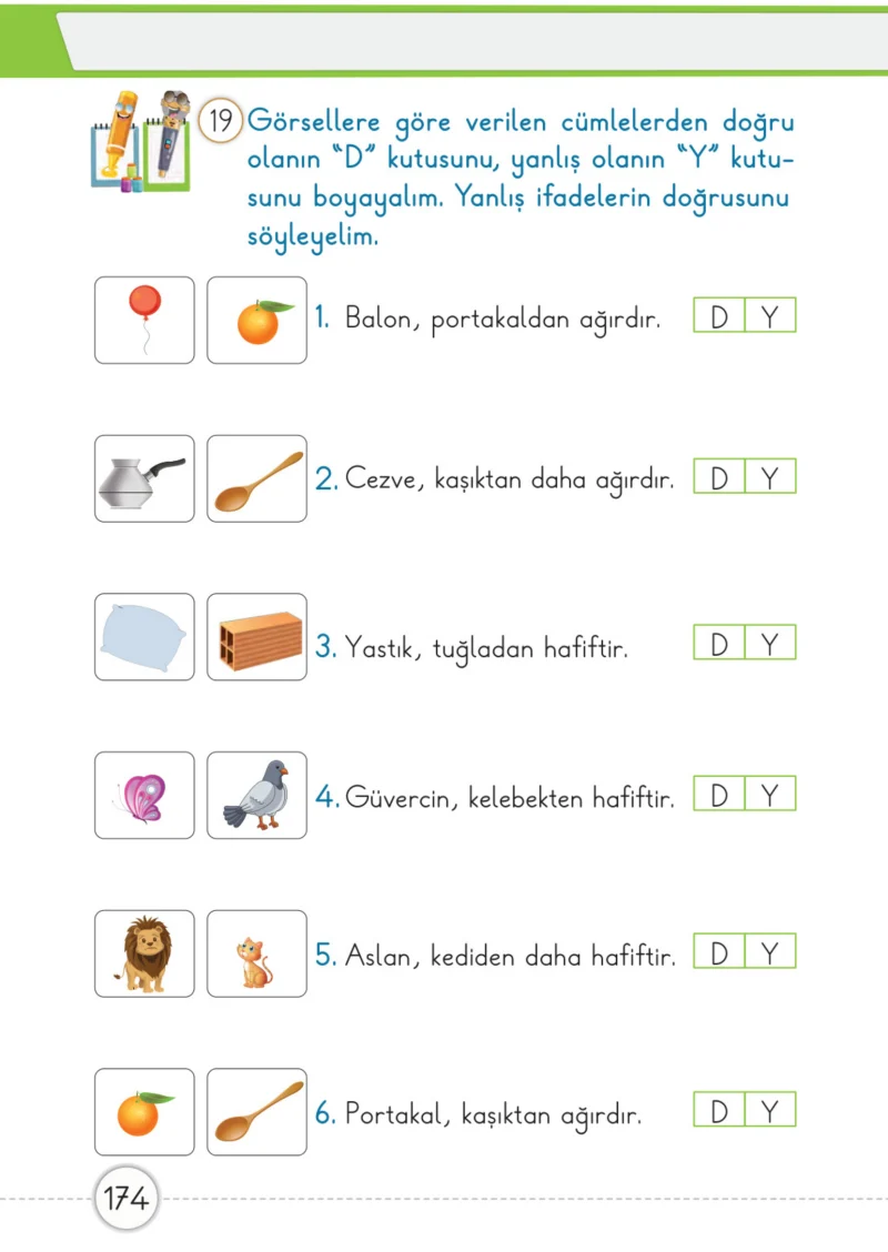 1. Sınıf Matematik Ders Kitabı Cevapları Meb Yayınları 1. Kitap Sayfa 174