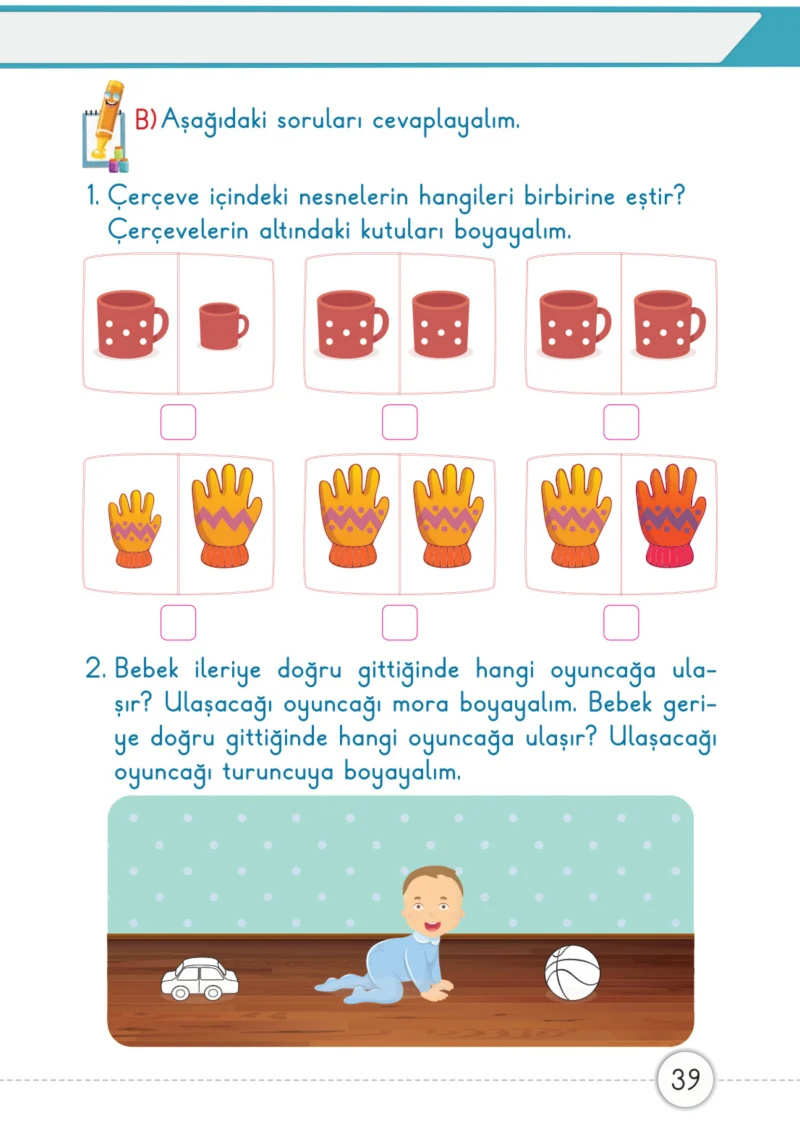 1. Sınıf Matematik Ders Kitabı Cevapları Meb Yayınları 1. Kitap Sayfa 39