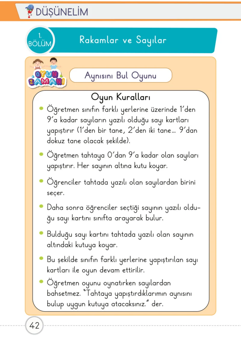 1. Sınıf Matematik Ders Kitabı Cevapları Meb Yayınları 1. Kitap Sayfa 42