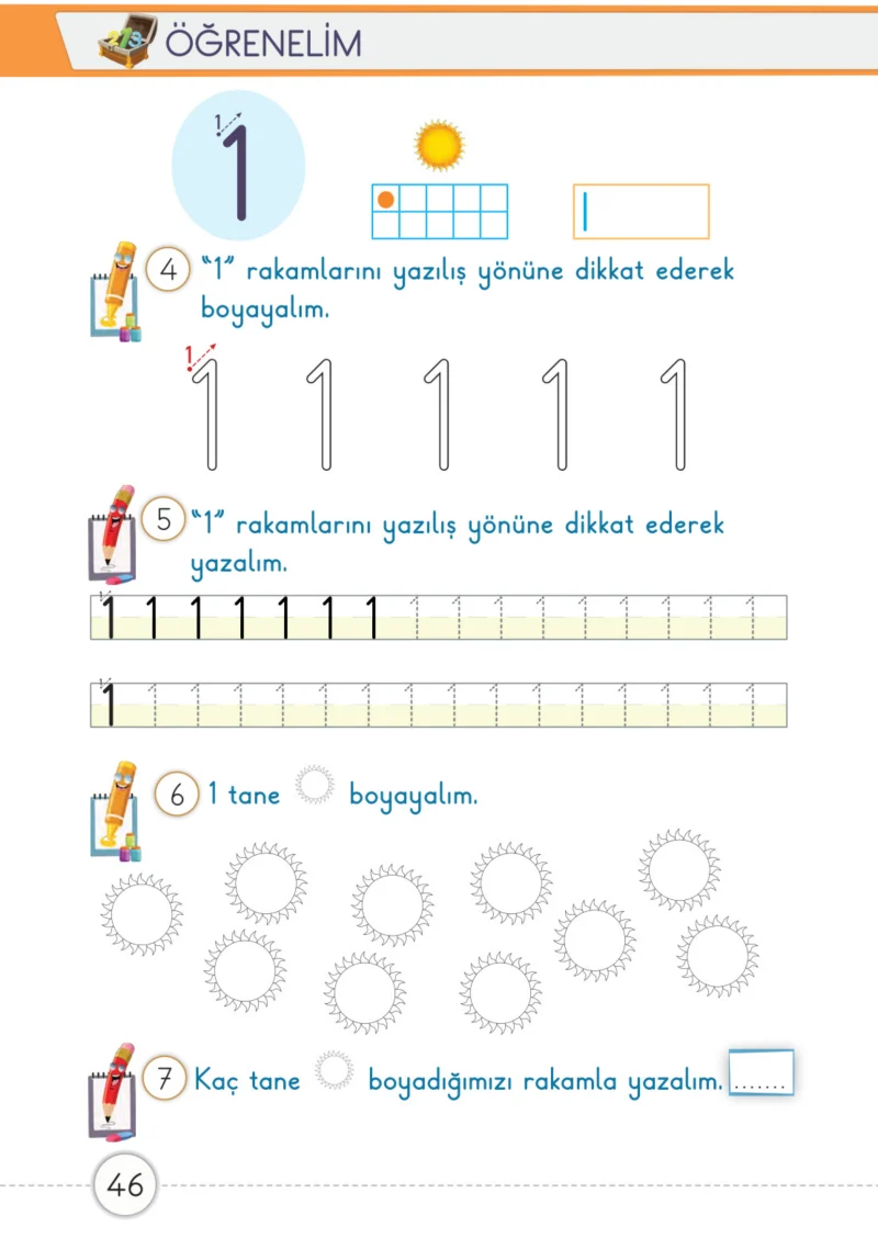 1. Sınıf Matematik Ders Kitabı Cevapları Meb Yayınları 1. Kitap Sayfa 46