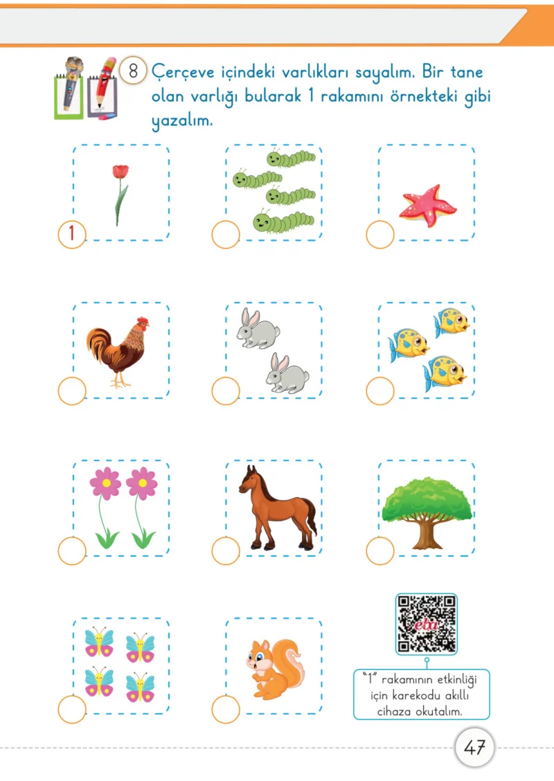 1. Sınıf Matematik Ders Kitabı Cevapları Meb Yayınları 1. Kitap Sayfa 47