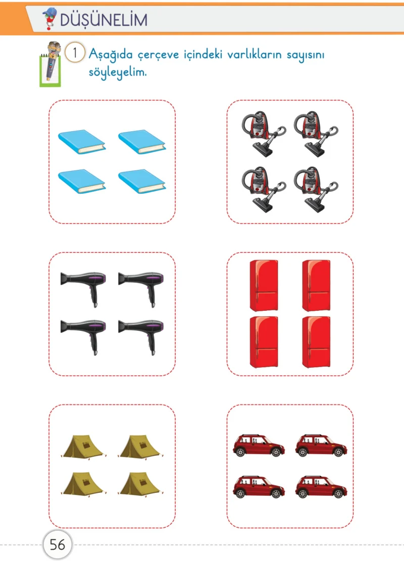 1. Sınıf Matematik Ders Kitabı Cevapları Meb Yayınları 1. Kitap Sayfa 56