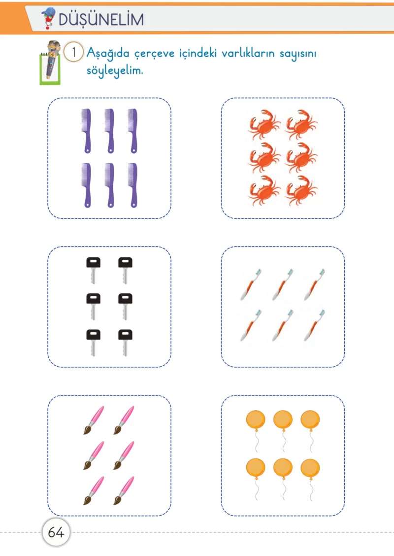 1. Sınıf Matematik Ders Kitabı Cevapları Meb Yayınları 1. Kitap Sayfa 64