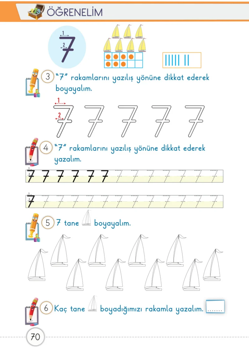 1. Sınıf Matematik Ders Kitabı Cevapları Meb Yayınları 1. Kitap Sayfa 70