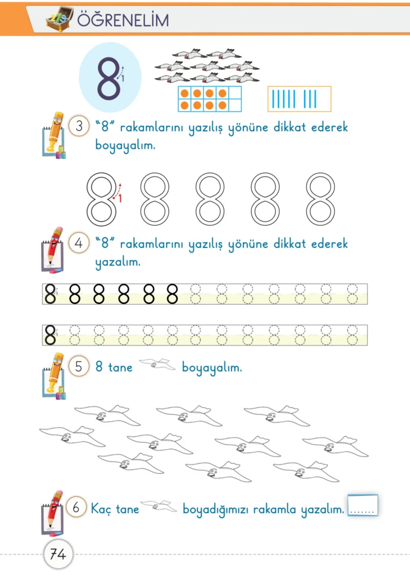 1. Sınıf Matematik Ders Kitabı Cevapları Meb Yayınları 1. Kitap Sayfa 74
