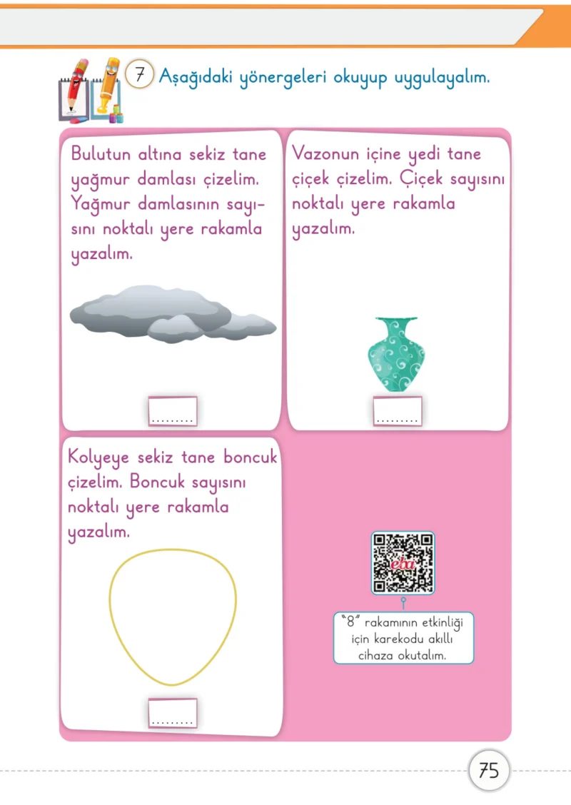 1. Sınıf Matematik Ders Kitabı Cevapları Meb Yayınları 1. Kitap Sayfa 75
