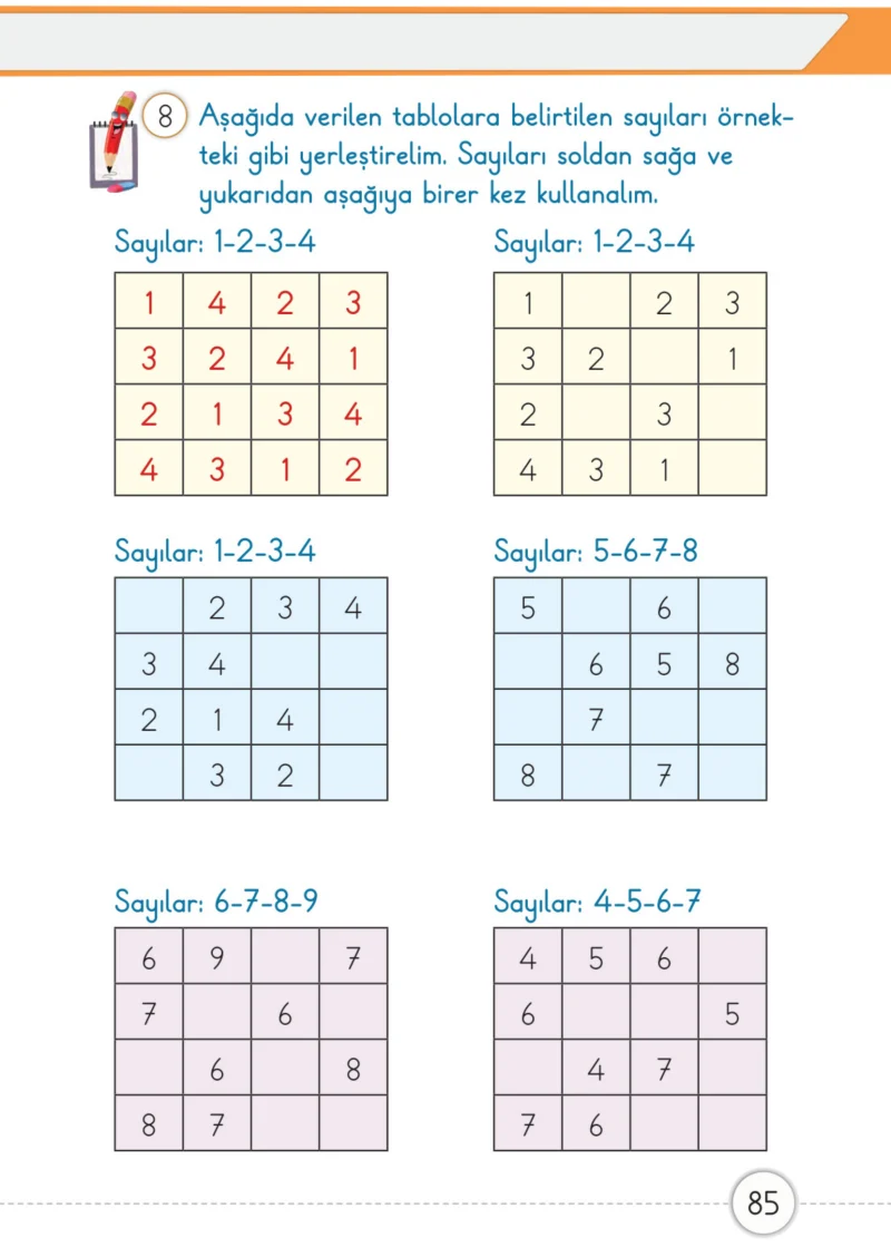 1. Sınıf Matematik Ders Kitabı Cevapları Meb Yayınları 1. Kitap Sayfa 85