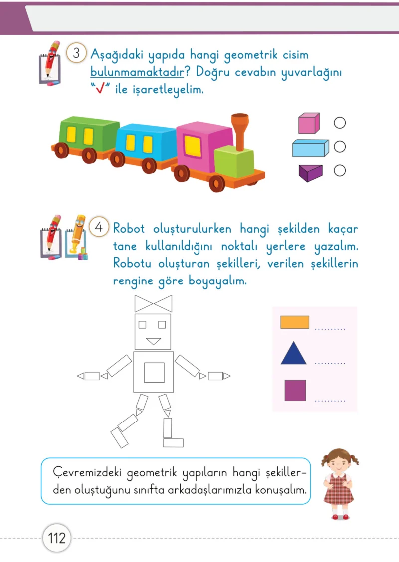 1. Sınıf Matematik Ders Kitabı Cevapları Meb Yayınları 2. Kitap Sayfa 112