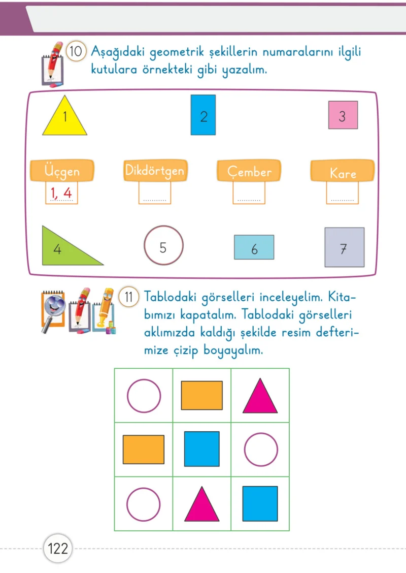 1. Sınıf Matematik Ders Kitabı Cevapları Meb Yayınları 2. Kitap Sayfa 122