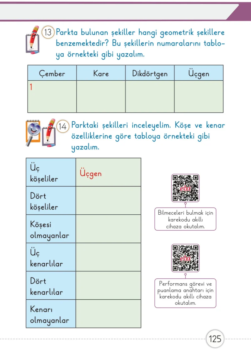 1. Sınıf Matematik Ders Kitabı Cevapları Meb Yayınları 2. Kitap Sayfa 125