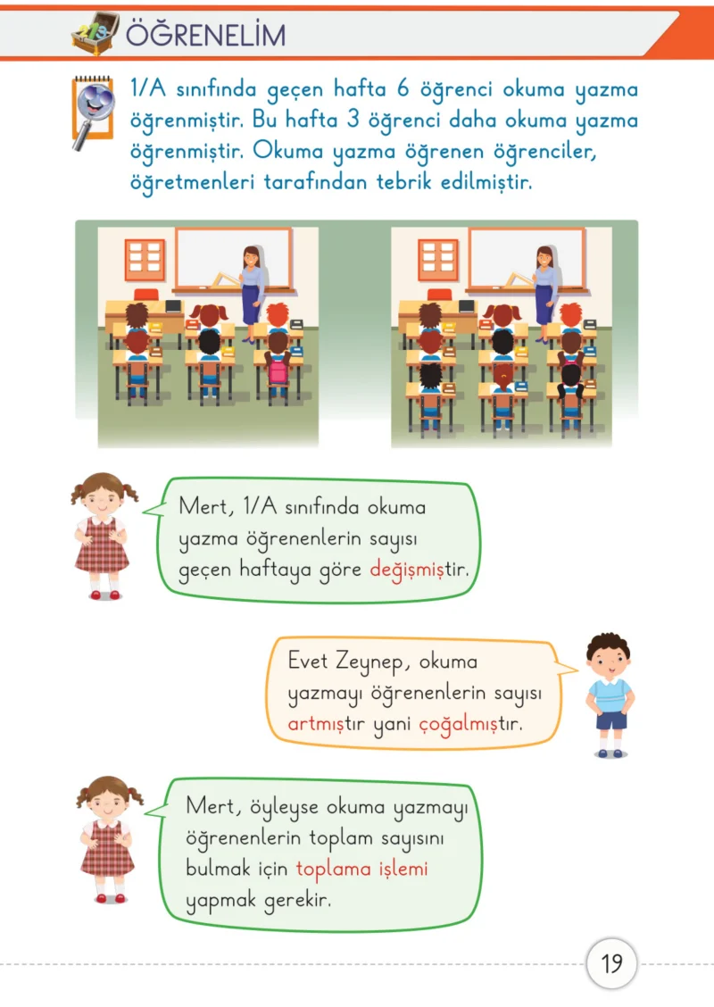 1. Sınıf Matematik Ders Kitabı Cevapları Meb Yayınları 2. Kitap Sayfa 19